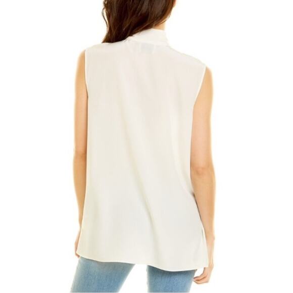 St. John Bow-tie Silk Sleeveless Blouse Shirt Top Quiet Luxury Designer LARGE - Picture 2 of 12